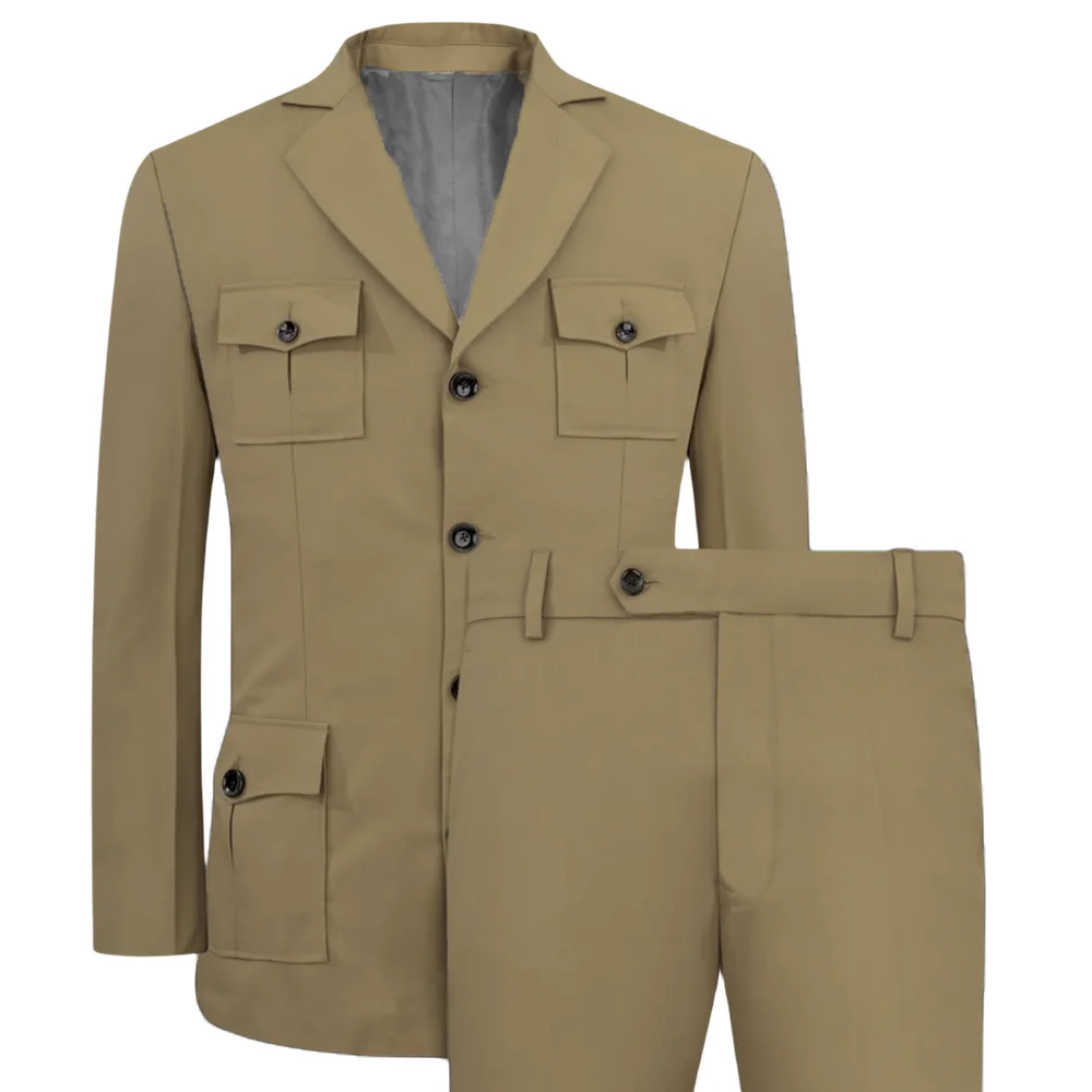Men Formal Wear With Blazer - Men's Suits Jakcet Casual Khaki 2