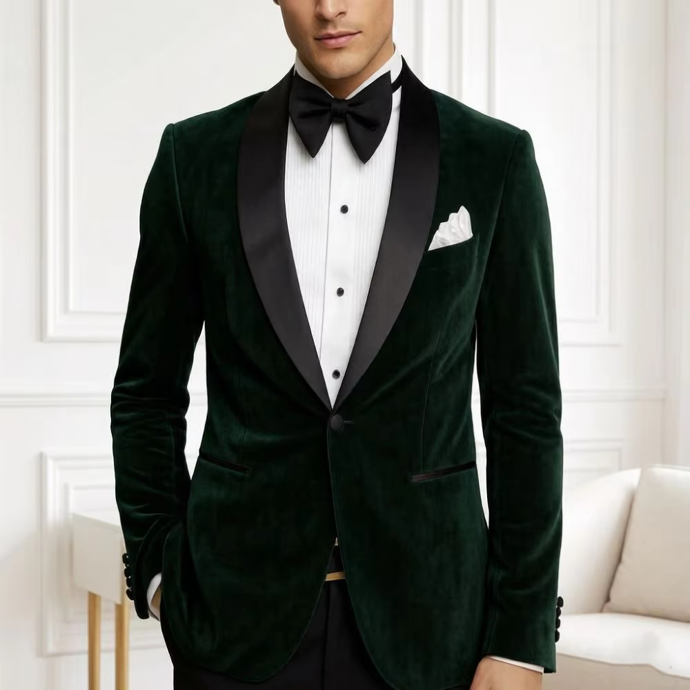 Formal Wear For Men Black Suit - Blazer de terciopelo para hombre, traje
