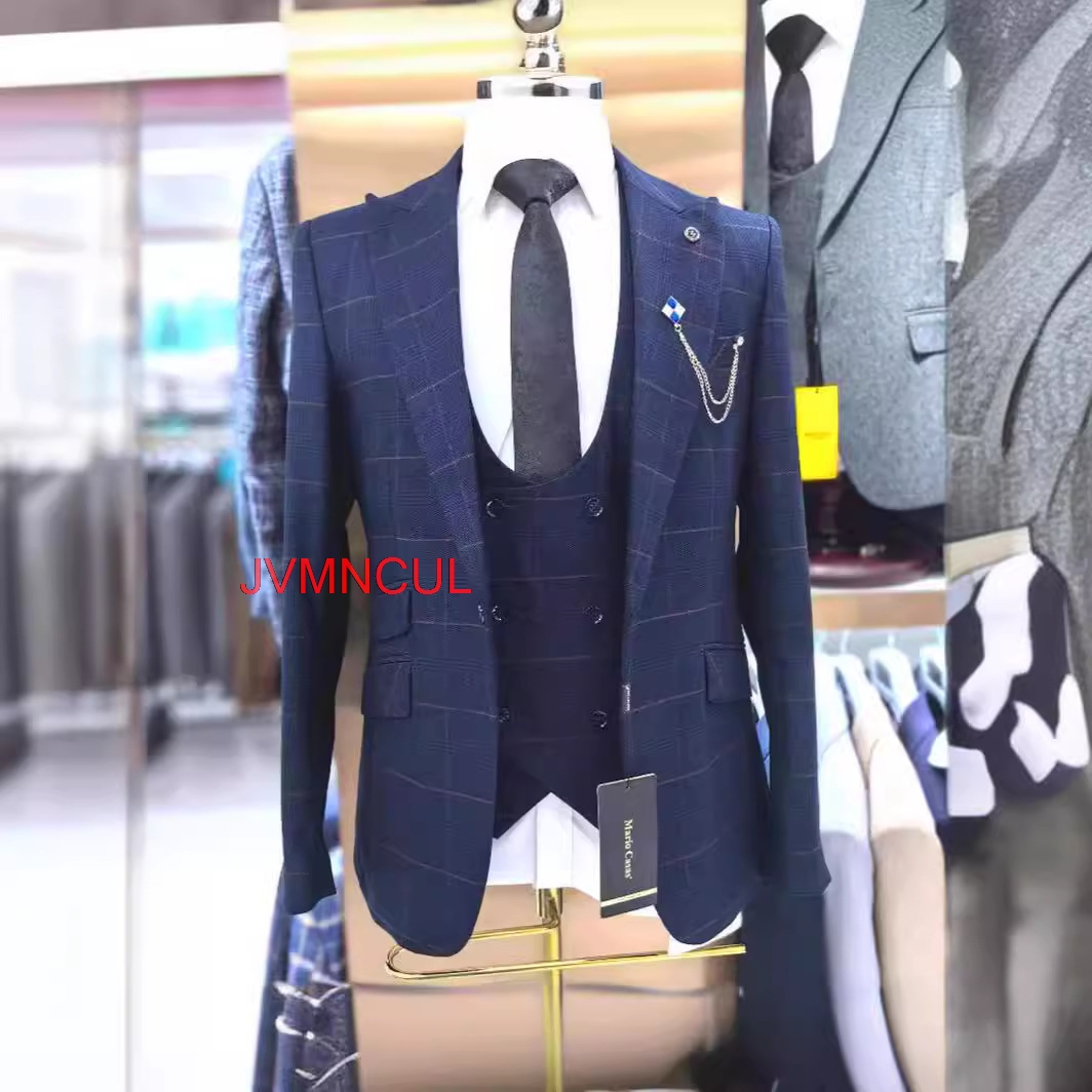 Men Formal Wear With Blazer - Traje de 3 Piezas a Cuadros