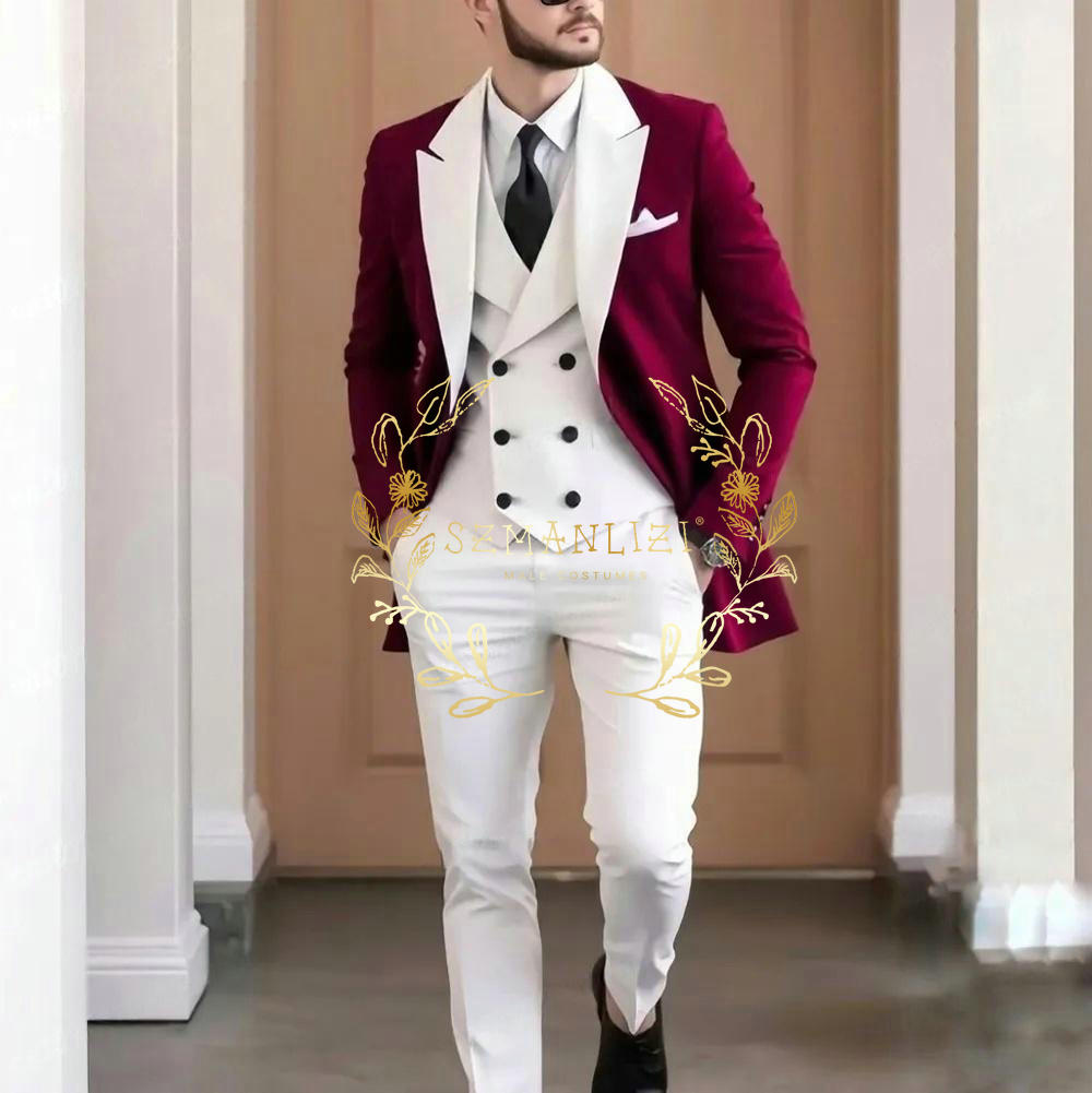 Men Formal Wear Jacket - Traje elegante de 3 piezas color