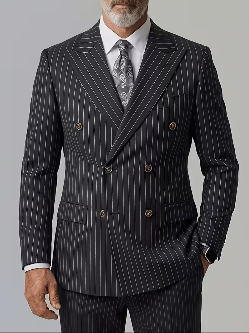 Formal Wear For Men Black Suit - Blazer negro de doble botonadura con