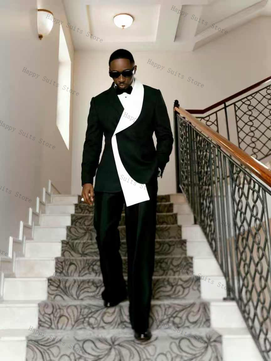 Traje de Hombre Blanco y Negro - Formal Wear For Men Black Suit reseña y precio