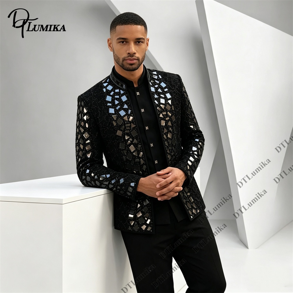 Traje de hombre negro con cuel - Men Formal Wear With Blazer reseña y precio