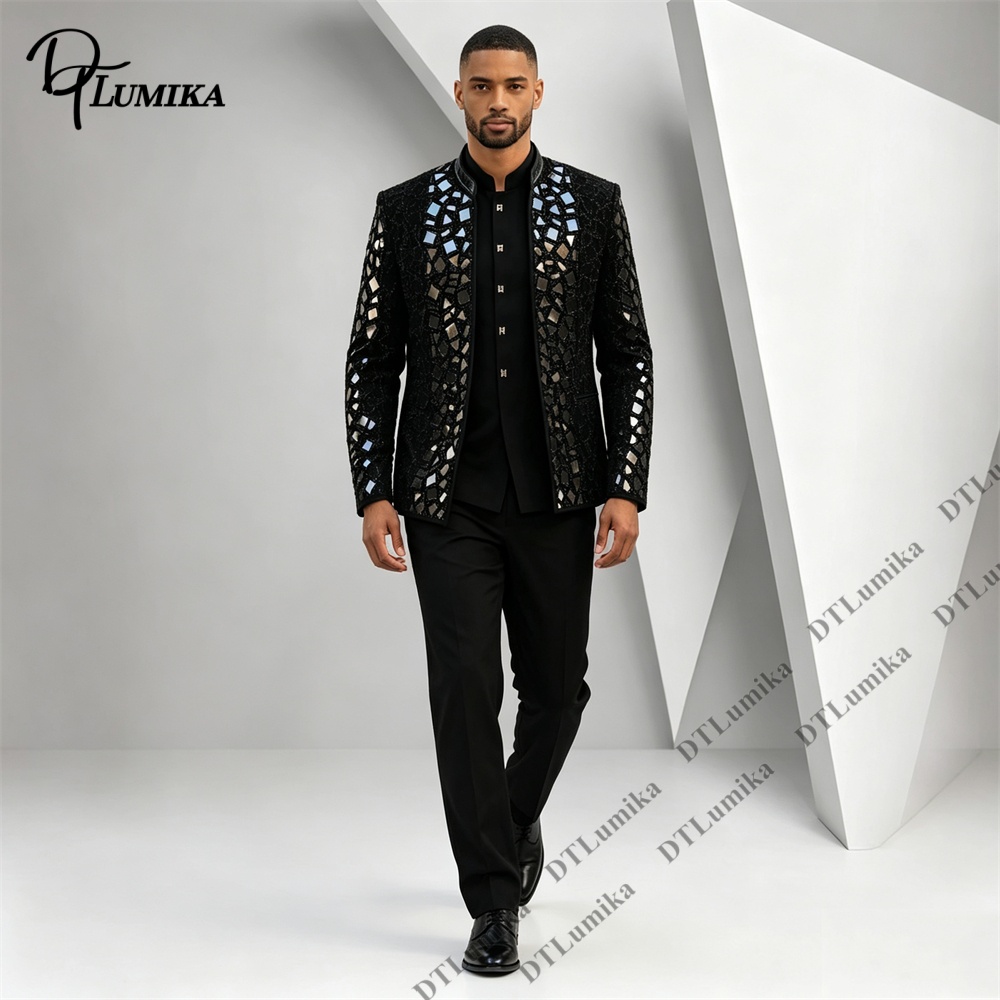 Traje de hombre negro con cuel - Men Formal Wear With Blazer reseña y precio