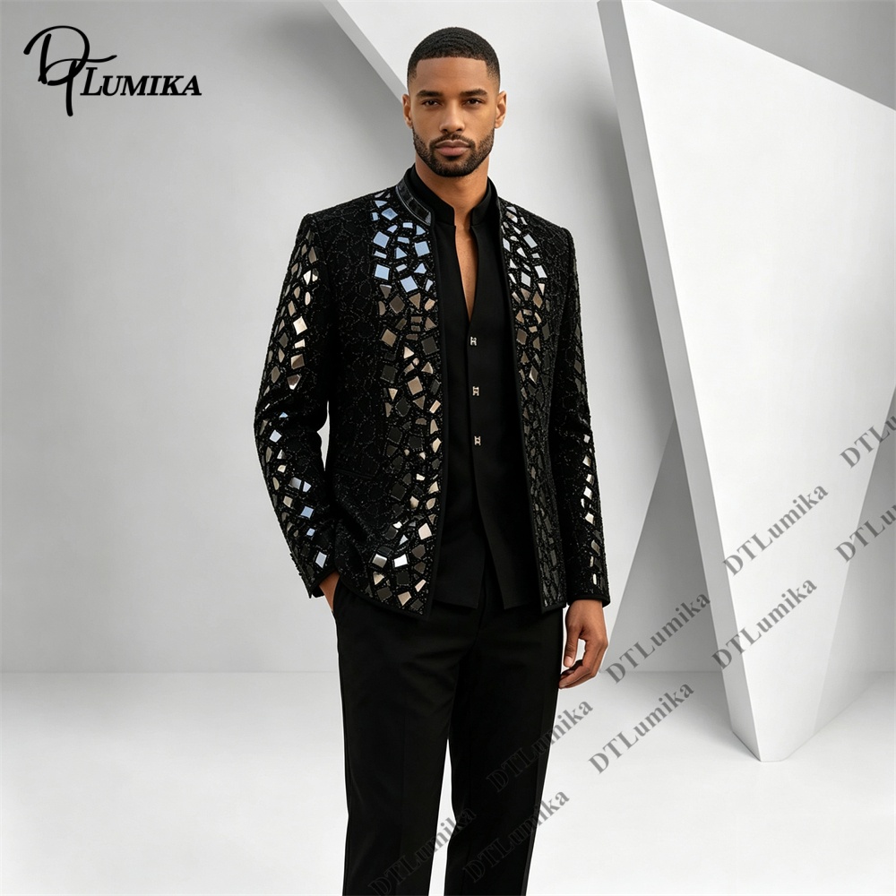 Traje de hombre negro con cuel - Men Formal Wear With Blazer reseña y precio