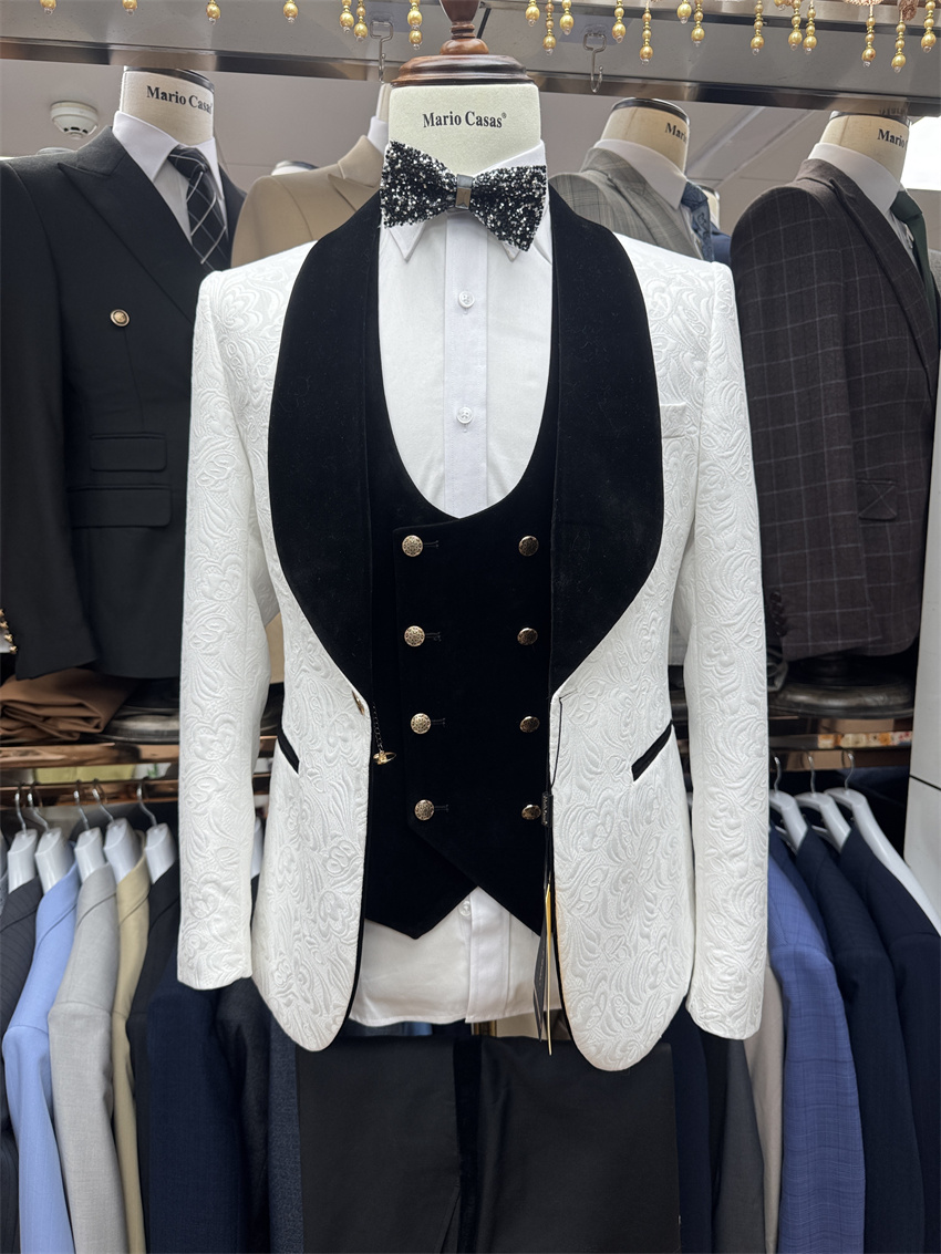 Esmoquin de novio Floral para  - Formal Wear For Men Black Suit reseña y precio