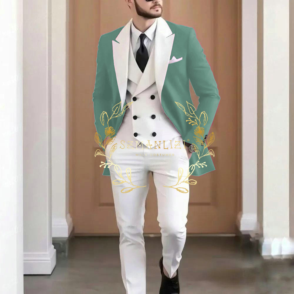 Traje elegante de 3 piezas col - Men Formal Wear Jacket reseña y precio