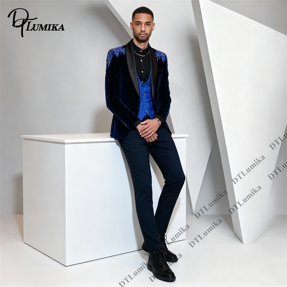 Traje de Terciopelo de 3 Pieza - Men Formal Wear With Blazer reseña y precio