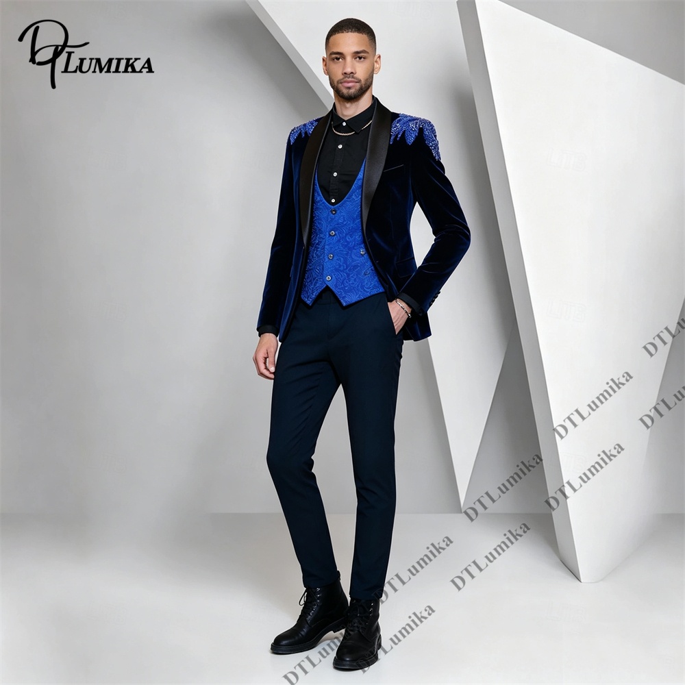 Traje de Terciopelo de 3 Pieza - Men Formal Wear With Blazer reseña y precio