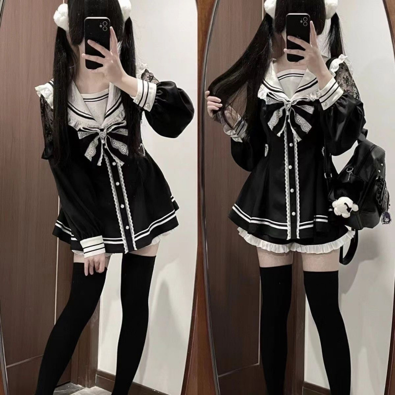 Jirai Kei-vestido negro de mar - Slim Fit Suit Set reseña y precio