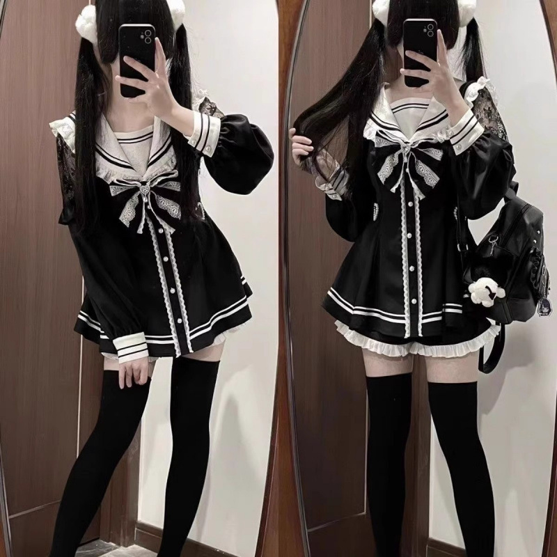 Jirai Kei-vestido negro de mar - Slim Fit Suit Set reseña y precio
